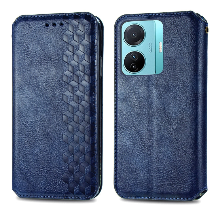 For vivo S15e Cubic Grid Pressed Magnetic Leather Phone Case
