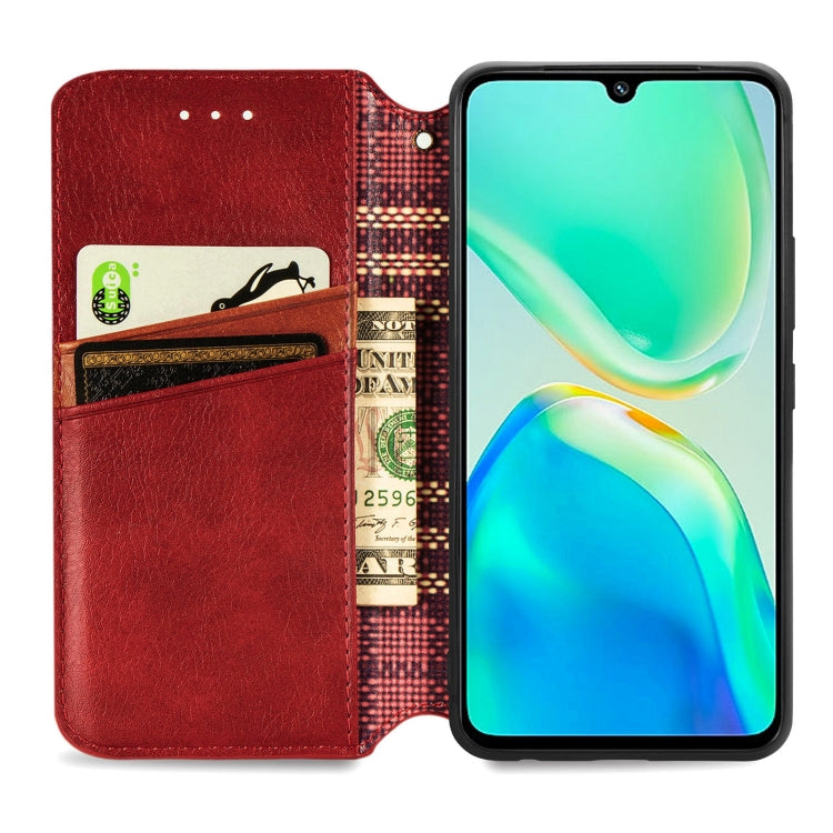 For vivo S15e Cubic Grid Pressed Magnetic Leather Phone Case