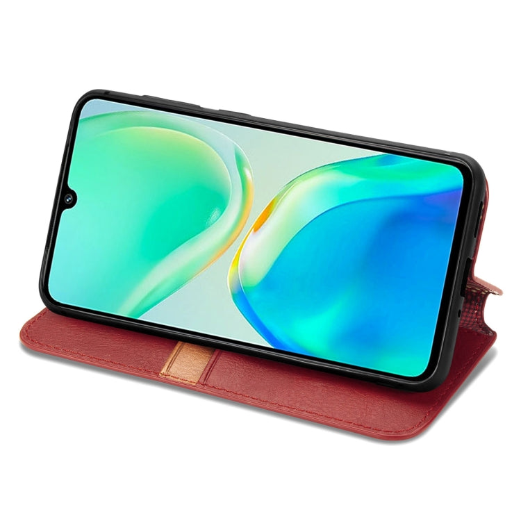 For vivo S15e Cubic Grid Pressed Magnetic Leather Phone Case