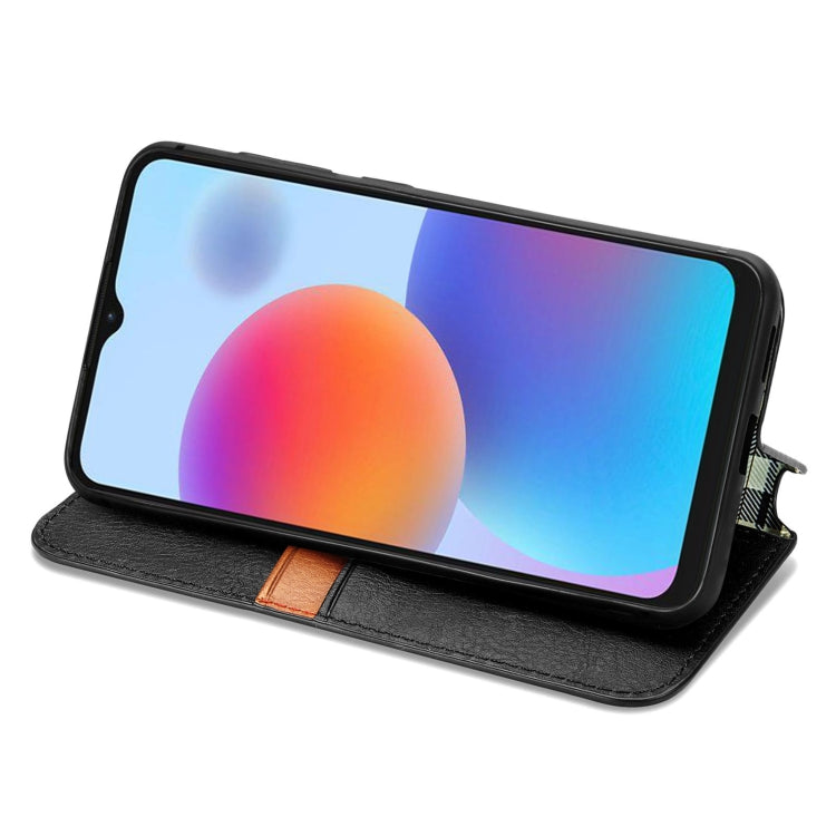 For ZTE Blade A52 Cubic Grid Pressed Magnetic Leather Phone Case