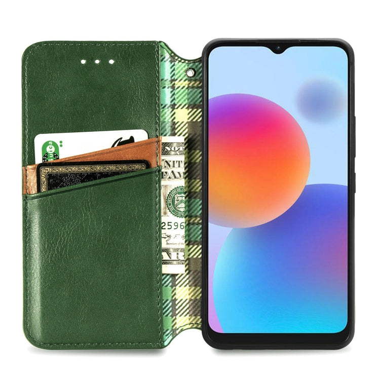 For ZTE Blade A52 Cubic Grid Pressed Magnetic Leather Phone Case