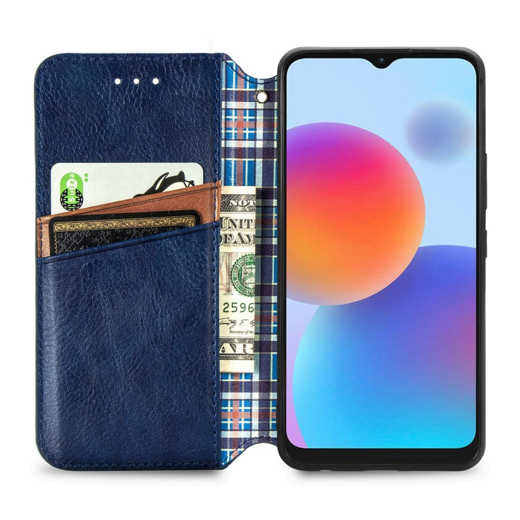 For ZTE Blade A52 Cubic Grid Pressed Magnetic Leather Phone Case