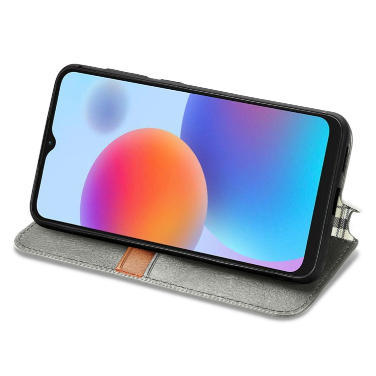 For ZTE Blade A52 Cubic Grid Pressed Magnetic Leather Phone Case