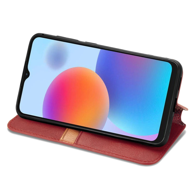 For ZTE Blade A52 Cubic Grid Pressed Magnetic Leather Phone Case