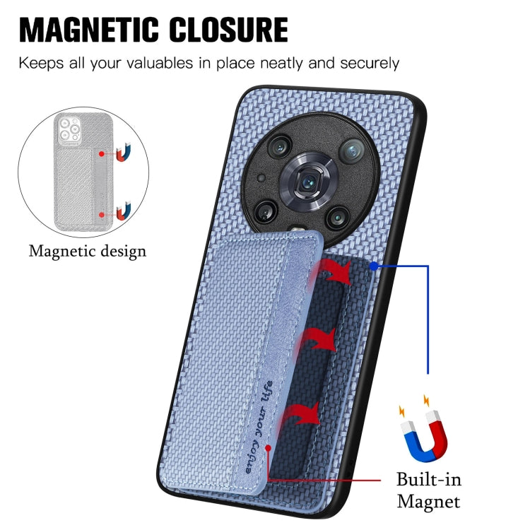 For Honor 80 Carbon Fiber Magnetic Card Bag Phone Case