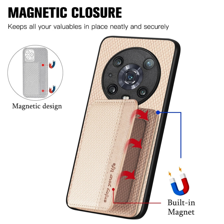 For Honor 80 Carbon Fiber Magnetic Card Bag Phone Case