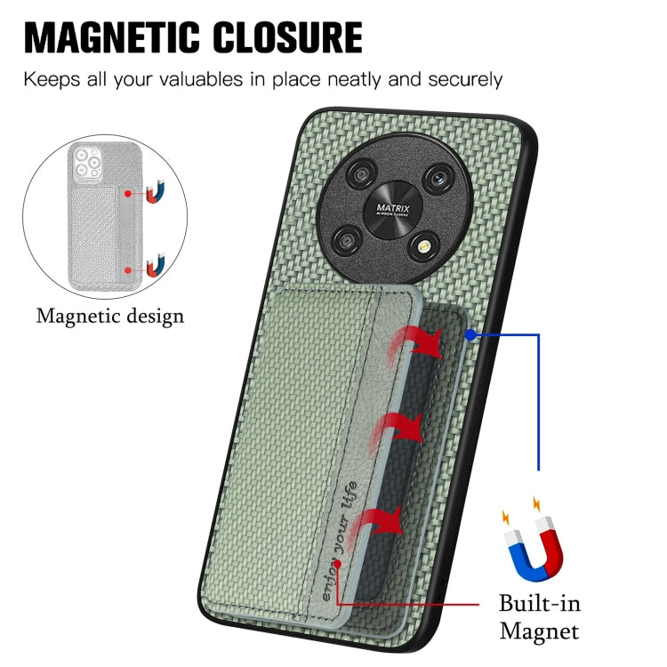 For Honor Magic4 Lite Carbon Fiber Magnetic Card Bag Phone Case