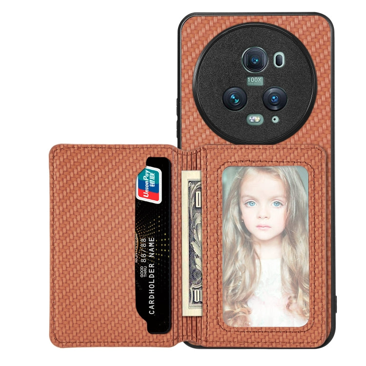 For Honor Magic5 Pro Carbon Fiber Magnetic Card Bag Phone Case