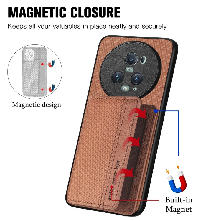 For Honor Magic5 Pro Carbon Fiber Magnetic Card Bag Phone Case