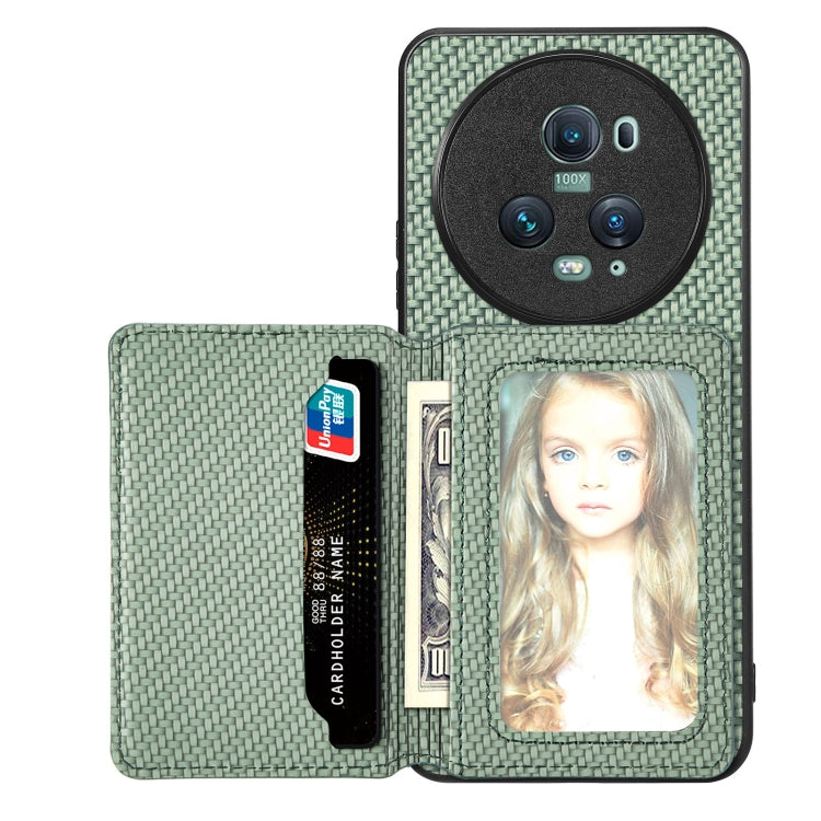 For Honor Magic5 Pro Carbon Fiber Magnetic Card Bag Phone Case