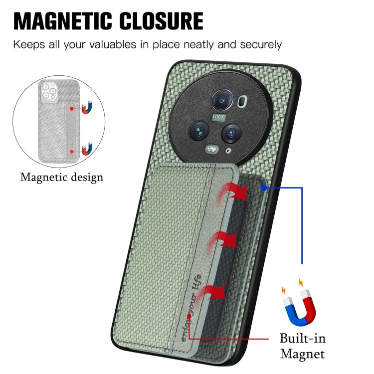 For Honor Magic5 Pro Carbon Fiber Magnetic Card Bag Phone Case