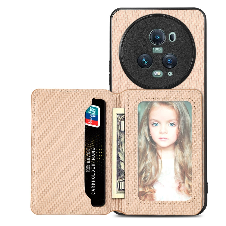 For Honor Magic5 Pro Carbon Fiber Magnetic Card Bag Phone Case