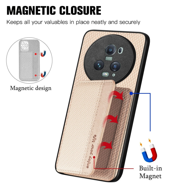 For Honor Magic5 Pro Carbon Fiber Magnetic Card Bag Phone Case