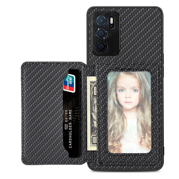 For OPPO A16 Carbon Fiber Magnetic Card Bag Phone Case