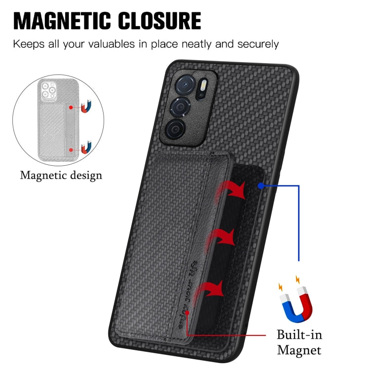 For OPPO A16 Carbon Fiber Magnetic Card Bag Phone Case