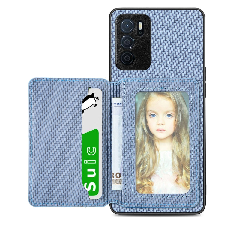 For OPPO A16 Carbon Fiber Magnetic Card Bag Phone Case