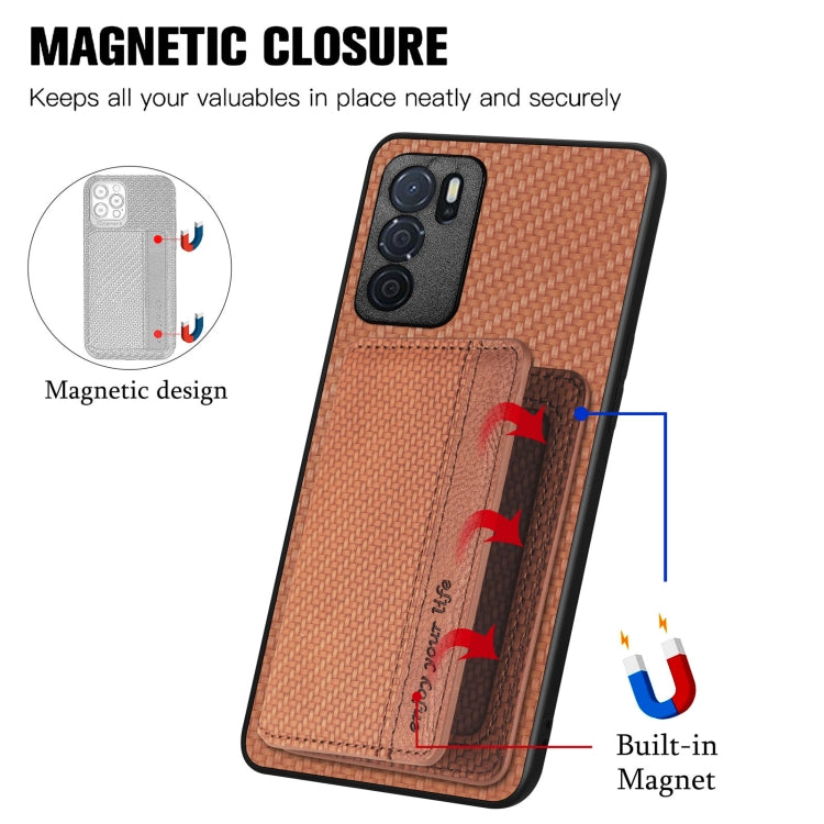 For OPPO A16 Carbon Fiber Magnetic Card Bag Phone Case