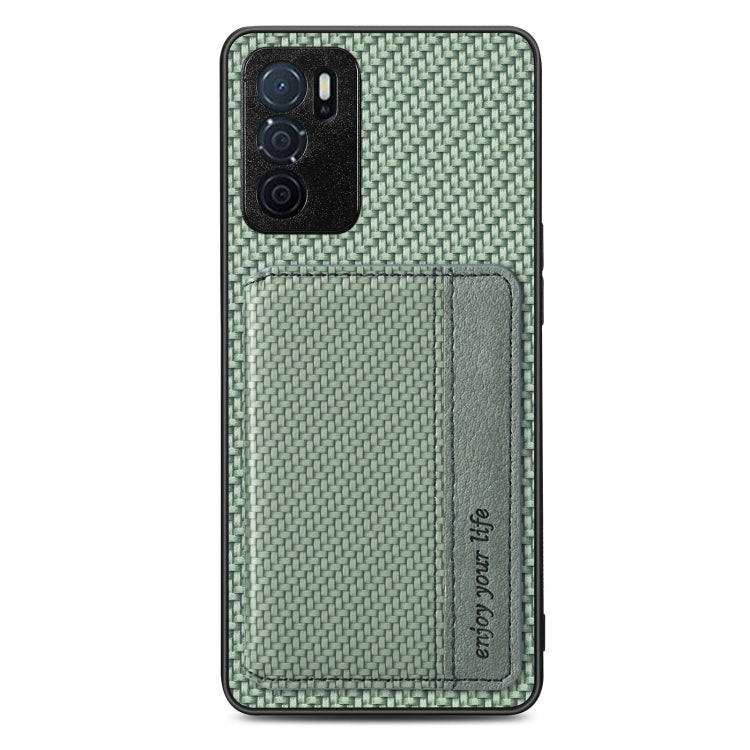 For OPPO A16 Carbon Fiber Magnetic Card Bag Phone Case