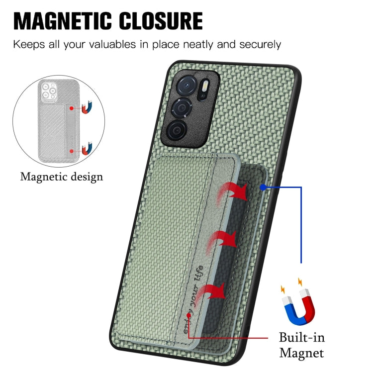 For OPPO A16 Carbon Fiber Magnetic Card Bag Phone Case