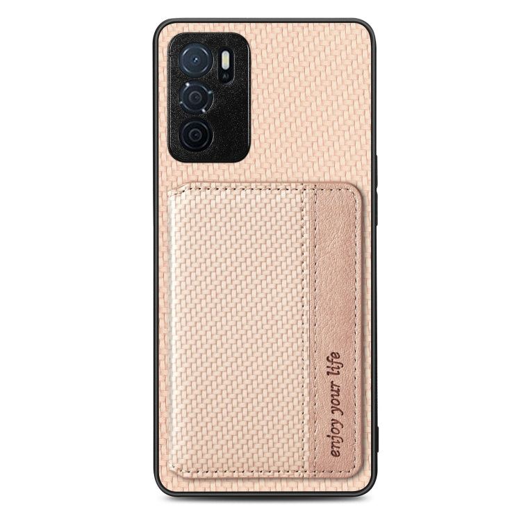 For OPPO A16 Carbon Fiber Magnetic Card Bag Phone Case