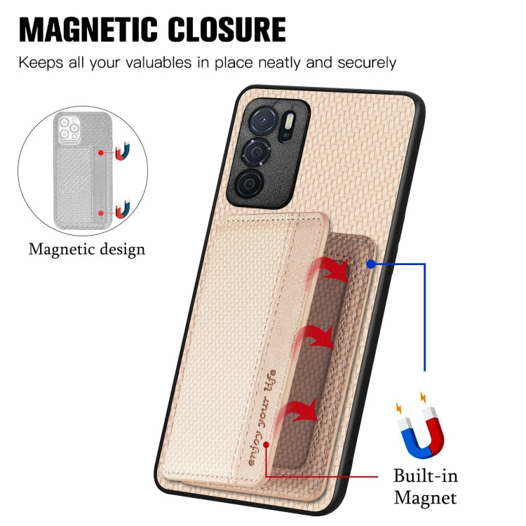 For OPPO A16 Carbon Fiber Magnetic Card Bag Phone Case