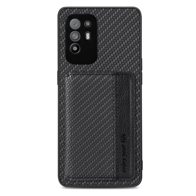 For OPPO A94 5G Carbon Fiber Magnetic Card Bag Phone Case