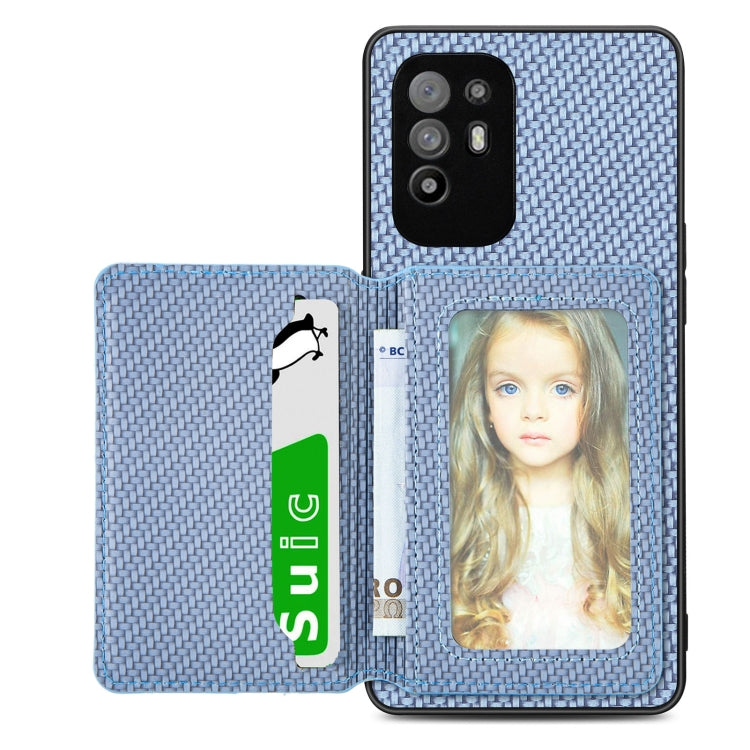 For OPPO A94 5G Carbon Fiber Magnetic Card Bag Phone Case