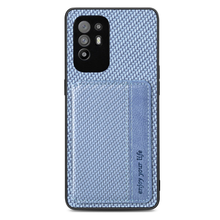 For OPPO A94 5G Carbon Fiber Magnetic Card Bag Phone Case