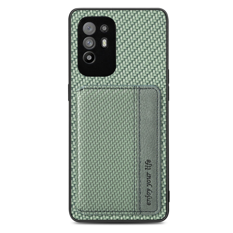 For OPPO A94 5G Carbon Fiber Magnetic Card Bag Phone Case