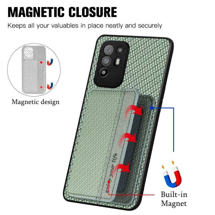 For OPPO A94 5G Carbon Fiber Magnetic Card Bag Phone Case