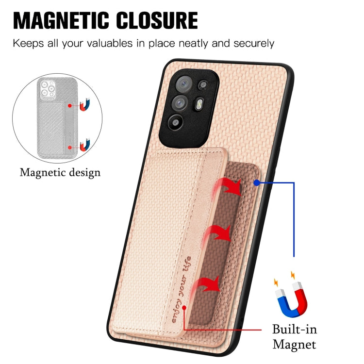 For OPPO A94 5G Carbon Fiber Magnetic Card Bag Phone Case