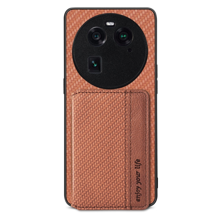 For OPPO Find X6 Carbon Fiber Magnetic Card Bag Phone Case