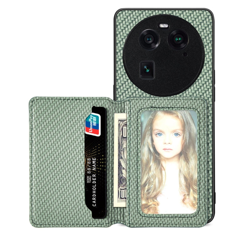 For OPPO Find X6 Carbon Fiber Magnetic Card Bag Phone Case