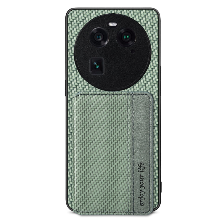 For OPPO Find X6 Carbon Fiber Magnetic Card Bag Phone Case