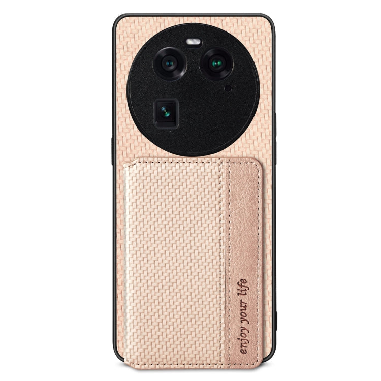 For OPPO Find X6 Carbon Fiber Magnetic Card Bag Phone Case