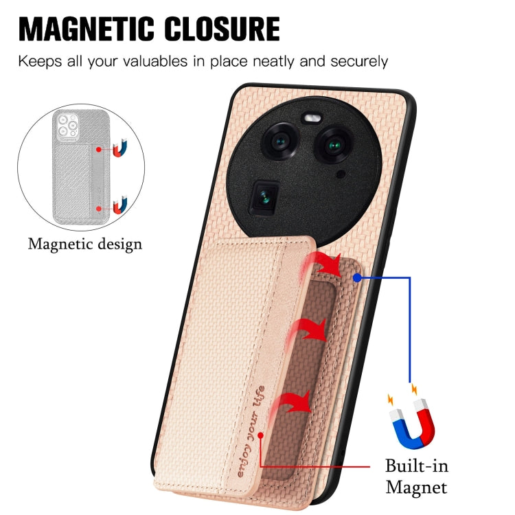 For OPPO Find X6 Carbon Fiber Magnetic Card Bag Phone Case