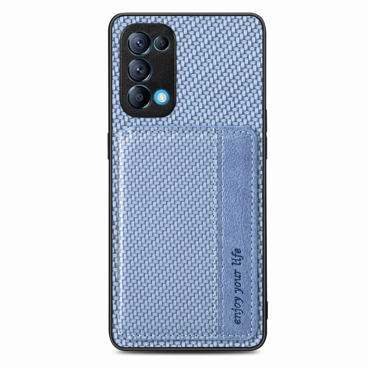 For OPPO Reno5 5G Carbon Fiber Magnetic Card Bag Phone Case