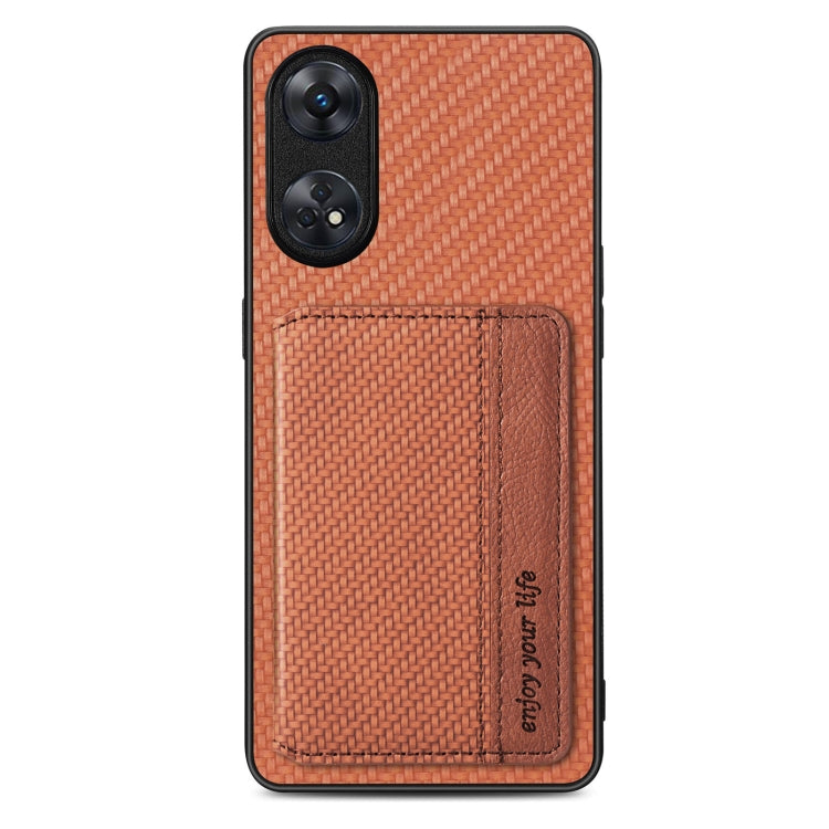 For OPPO Reno8 T 4G Carbon Fiber Magnetic Card Bag Phone Case