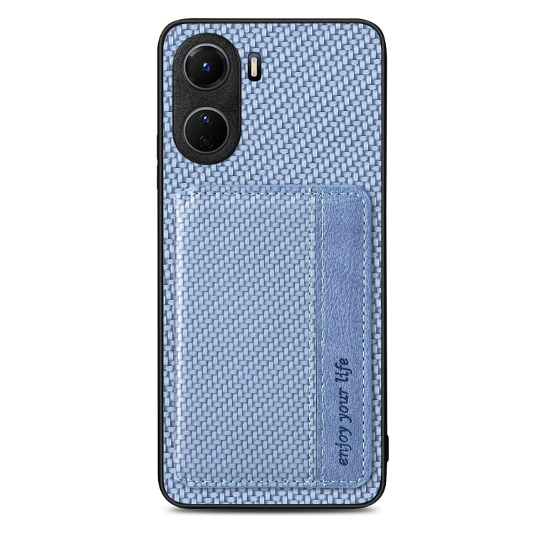 For vivo Y16 Carbon Fiber Magnetic Card Bag Phone Case
