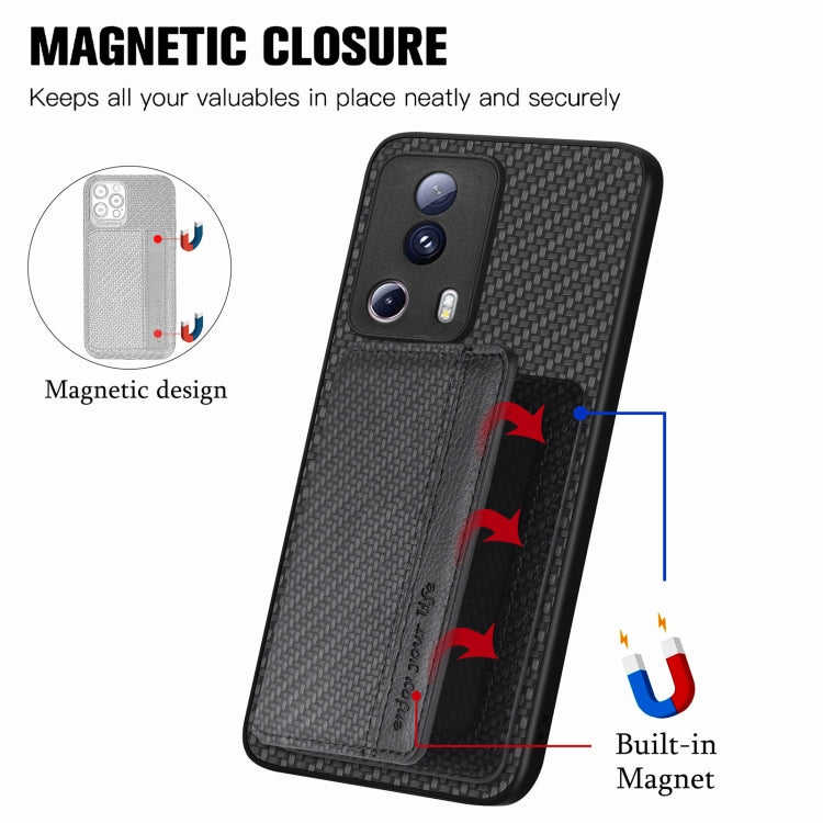 For Xiaomi 13 Lite Carbon Fiber Magnetic Card Bag Phone Case