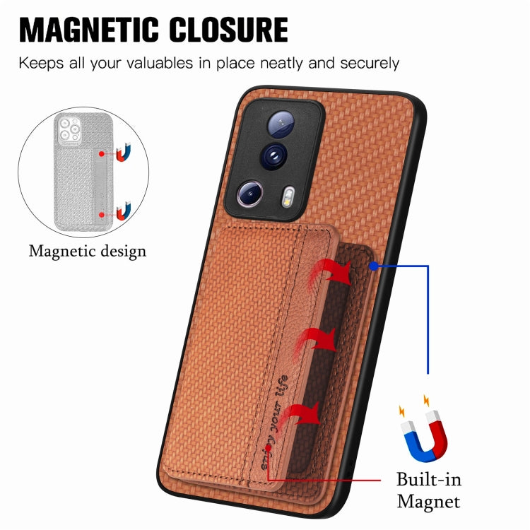 For Xiaomi 13 Lite Carbon Fiber Magnetic Card Bag Phone Case