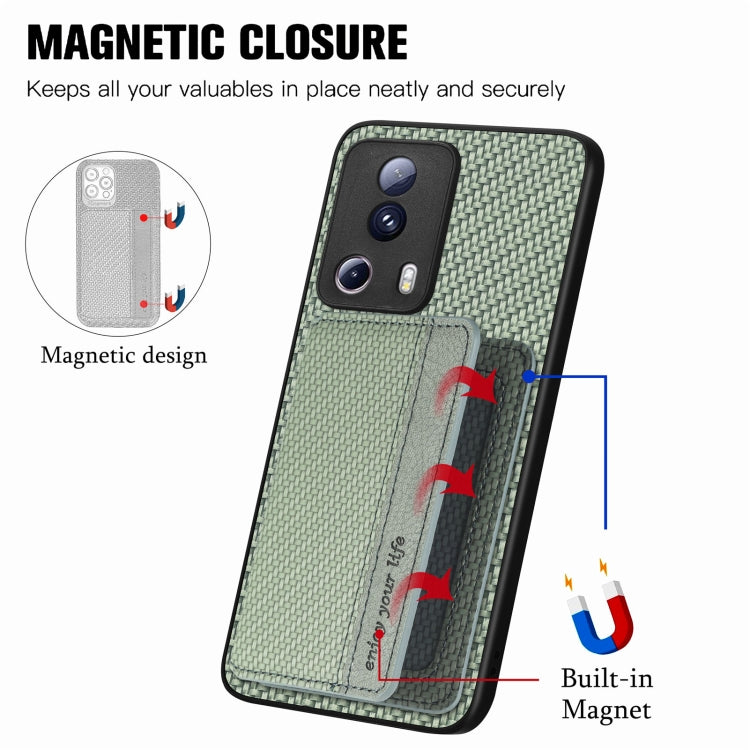 For Xiaomi 13 Lite Carbon Fiber Magnetic Card Bag Phone Case