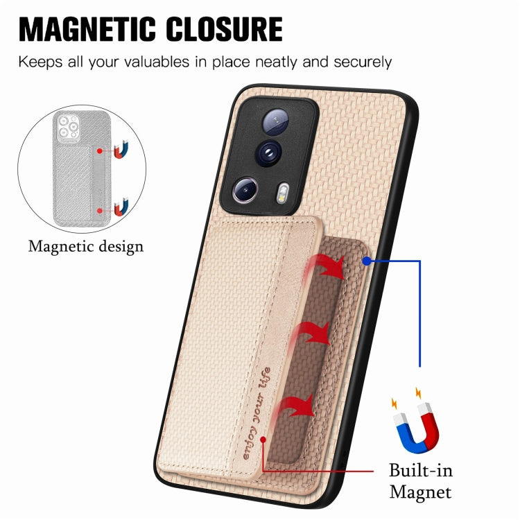 For Xiaomi 13 Lite Carbon Fiber Magnetic Card Bag Phone Case