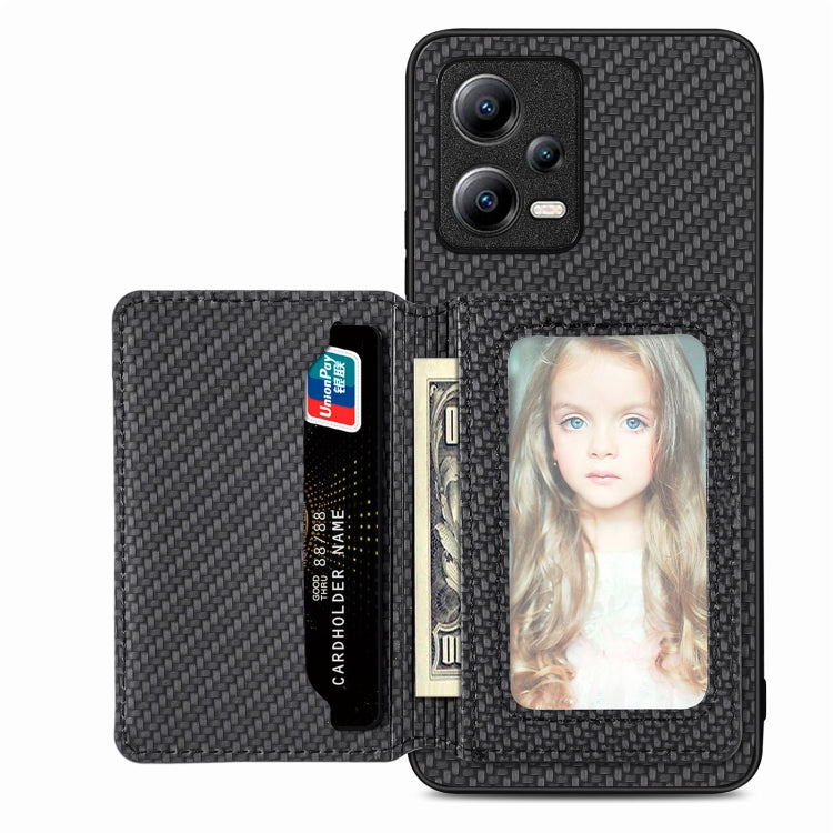 For Xiaomi Redmi Note 12 Pro+ 5G Global Carbon Fiber Magnetic Card Bag Phone Case