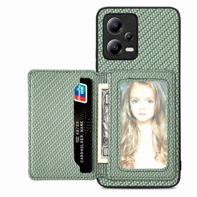 For Xiaomi Redmi Note 12 Pro+ 5G Global Carbon Fiber Magnetic Card Bag Phone Case