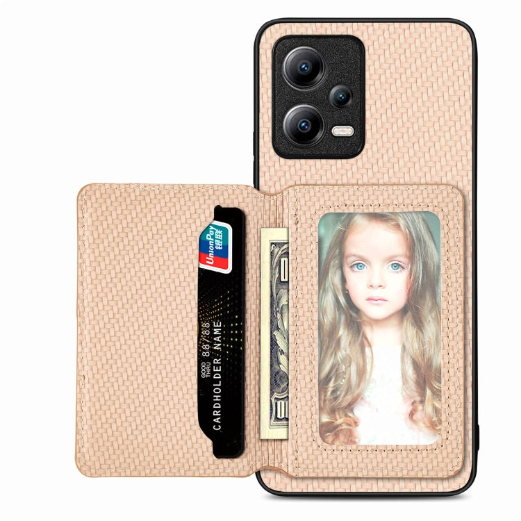 For Xiaomi Redmi Note 12 Pro+ 5G Global Carbon Fiber Magnetic Card Bag Phone Case