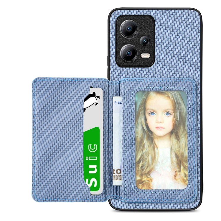 For Xiaomi Poco X5 Carbon Fiber Magnetic Card Bag Phone Case