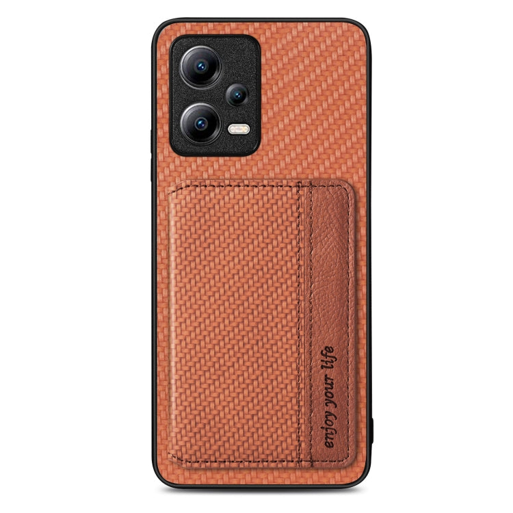 For Xiaomi Poco X5 Carbon Fiber Magnetic Card Bag Phone Case