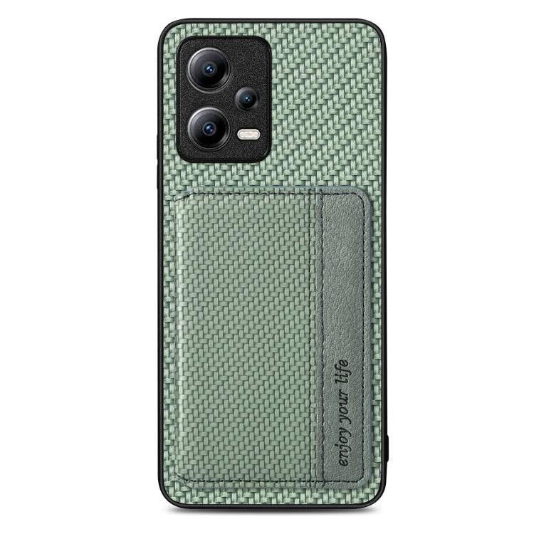 For Xiaomi Poco X5 Carbon Fiber Magnetic Card Bag Phone Case