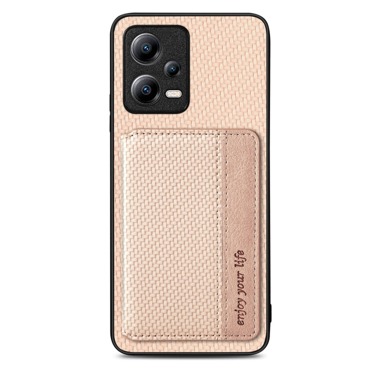 For Xiaomi Poco X5 Carbon Fiber Magnetic Card Bag Phone Case